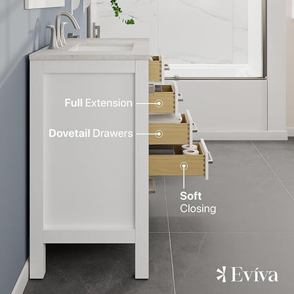 Eviva Aberdeen 36 in. White Single Sink Bath Vanity with Carrara Quartz Top and Undermount Porcelain Sink