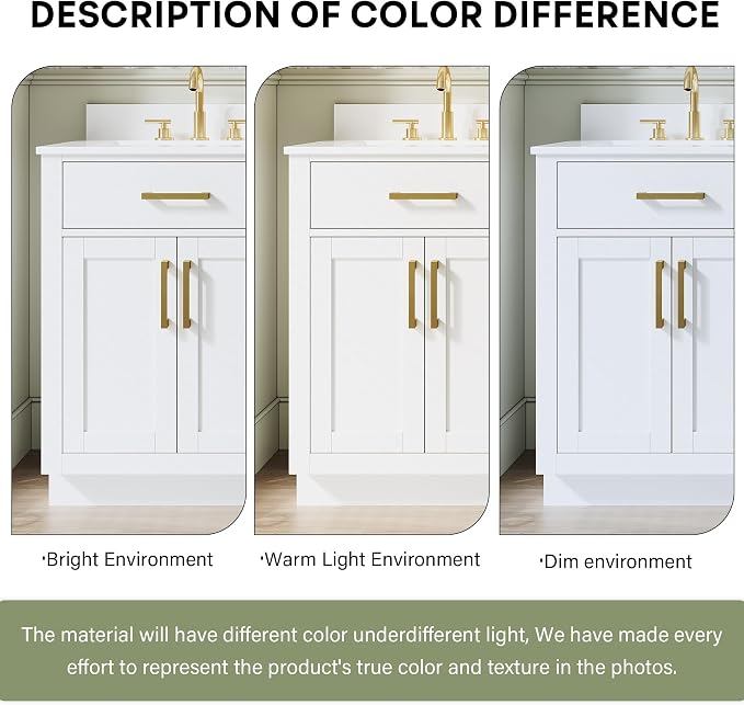 60-Inch Bathroom Vanity with Double Sinks W/ 4 Doors & 4 Drawers & 2 Flip Drawers, White Vanity W/Brushed Gold Handles
