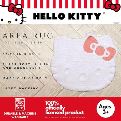 Hello Kitty Non-Slip Bathroom/Bedroom Area Rug, 34.75" x 30” Non-Slip Tufted Mat, (Officially Licensed Product) by Franco Collectibles