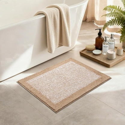 Bathroom Rugs 24x17 Non Slip Washable, Beige Bath Mat for Bathroom Floor Tub, Soft Absorbent Quick Dry Mats for Shower, Bathtub,Home Decor