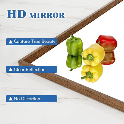 Bathroom Vanity Mirror 36x36 Inch, Walnut Rectangle Bathroom Mirror, Anti-Rust, 4MM Tempered Glass, Wall-Mounted Mirror, Hangs Horizontally or Vertically for Bathroom & Bedroom