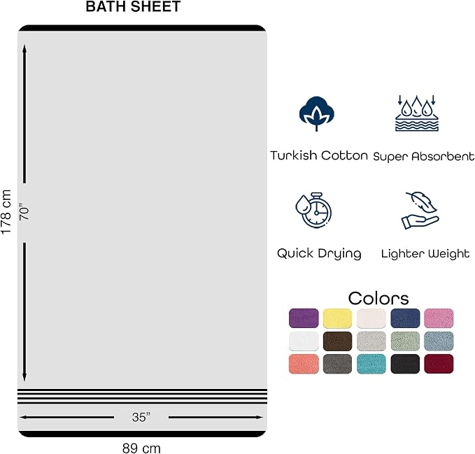 Hawmam Linen Jumbo Large Bath Sheets Towels 2 Pack Soft and Absorbent, Premium Quality 100% Cotton Towels (Brown, Bath Sheet)