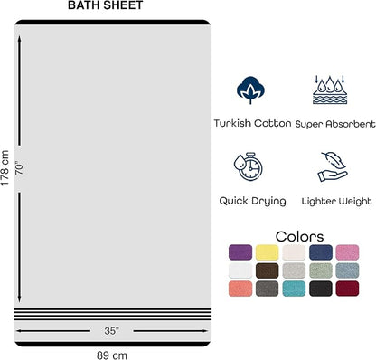 Hawmam Linen Jumbo Large Bath Sheets Towels 2 Pack Soft and Absorbent, Premium Quality 100% Cotton Towels (Pink, Bath Sheet)