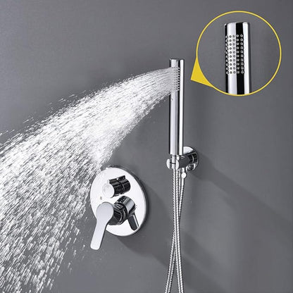 TIPOK Shower System with Rain Shower and Handheld, Bathroom Chrome Shower Faucet with High Pressure, Round Rain Shower Trim Kit