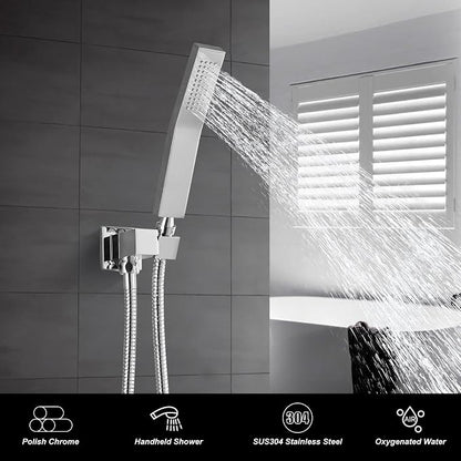 Heyalan Hand-held Shower Head Set-SUS304 Handheld Shower,Polish Chrome | SUS304 stainless steel wand, curved-style design, single rain spray, 59-inch long hose and standard 1/2-inch connection