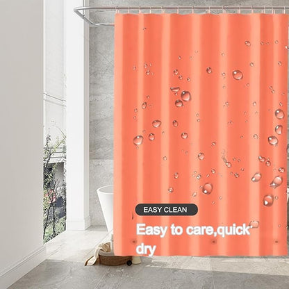 Orange Shower Curtain Liner, 4G PEVA Shower Liner, Plastic Peva Waterproof Shower Curtains, 72x72 inch with Grommet Holes 3 Magnetic Weights