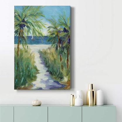 Renditions Gallery Coastal Canvas Wall Art Paintings & Prints Tropical Ocean Palm Trees Romantic Modern Decorations Nature Wall Hanging for Bedroom Living Room Office Kitchen - 32"x48" LT02