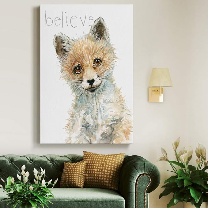 Renditions Gallery Animal Canvas Wall Art Paintings for Wall Decorations Brown Baby Fox Modern Abstract Wall Hanging Artwork Prints for Bedroom Living Room Office Kitchen - 24"x36" LT02