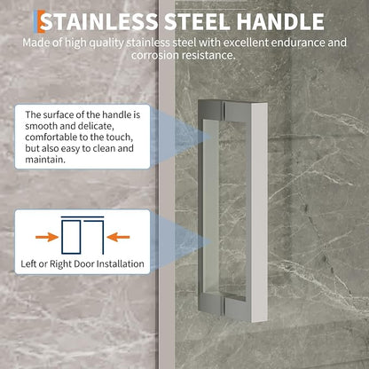 GarveeLife Framed Sliding Shower Door 56-60 Inch W x 72 Inch H– Aluminum Frame Full Coverage with Fixed & Sliding Tempered Glass Panels, 6mm Easy-Clean Coated Glass, Brushed Nickel Finish
