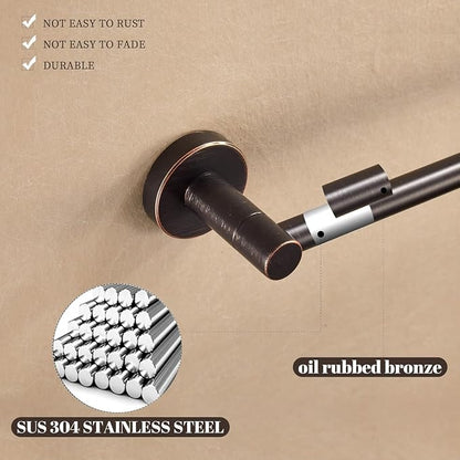 Bronze Bathroom Accessories, Oil Rubbed Bronze Bathroom Hardware Includes Toilet Paper Holder 15 to 24 Inch Towel Bar Towel Ring Robe Hook Wall Mount Hand Towel Holder Set 4 Pieces