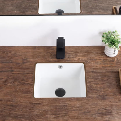 14 Inch Undermount Bathroom Sink White Rectangular,Overflow Type | Small Ceramic Under Counter Bathroom Sink for Cabinet Porcelain Vanity Sinks (14"x12.5")