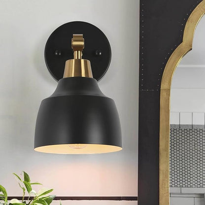 KSANA Sconces Wall Lighting, 1-Light Black and Gold Wall Sconce Light, Modern Metal Bedroom Bathroom Wall Sconces Indoor
