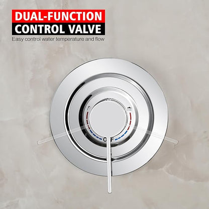 sumerain Modern Bathroom Shower System with High Pressure Rainfall Shower Head, 3-Setting Handheld Shower and Adjustable Slide Bar, Valve Included, Chrome Finish