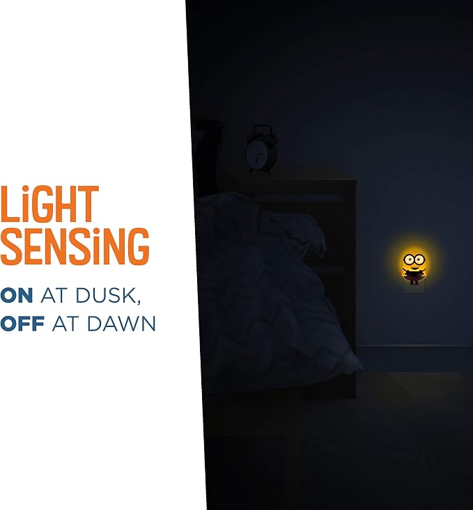 Minions Plug in Night Light with Dusk to Dawn Sensor | Night Light for Kids Room, Bedroom, and Playroom, UL Certified, Energy Efficient