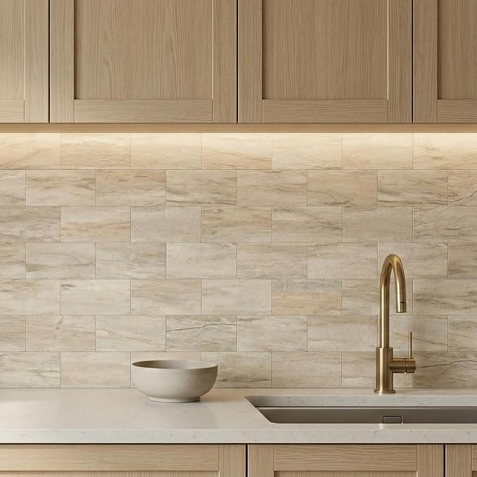 Yipscazo Peel and Stick backsplash 3 x 6 Inches 3D PVC Composite Wall Tile Stick on Backsplash Tile for Kitchen Bathroom, Laundry Room, Fireplace(Yellow Rocks, 2 Pieces)