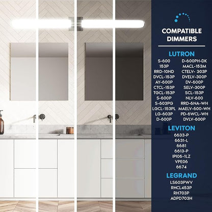 LUXRITE LED Bathroom Vanity Light Fixtures 48 Inch Brushed Nickel 5 CCT 2700K-5000K Selectable Over Mirror Vanity Lights Modern Wall Light Bar 38W 3000 Lumens CRI 90 Dimmable Damp Rated ETL Listed