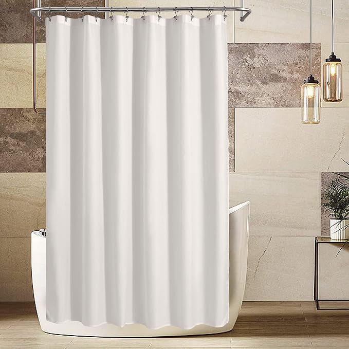 ALYVIA SPRING Extra Long Waterproof Fabric Shower Curtain Liner White 72x84 | 2 Magnets, Soft Cloth & Hotel Quality, Machine Washable, Light-Weight, Extra Long Size