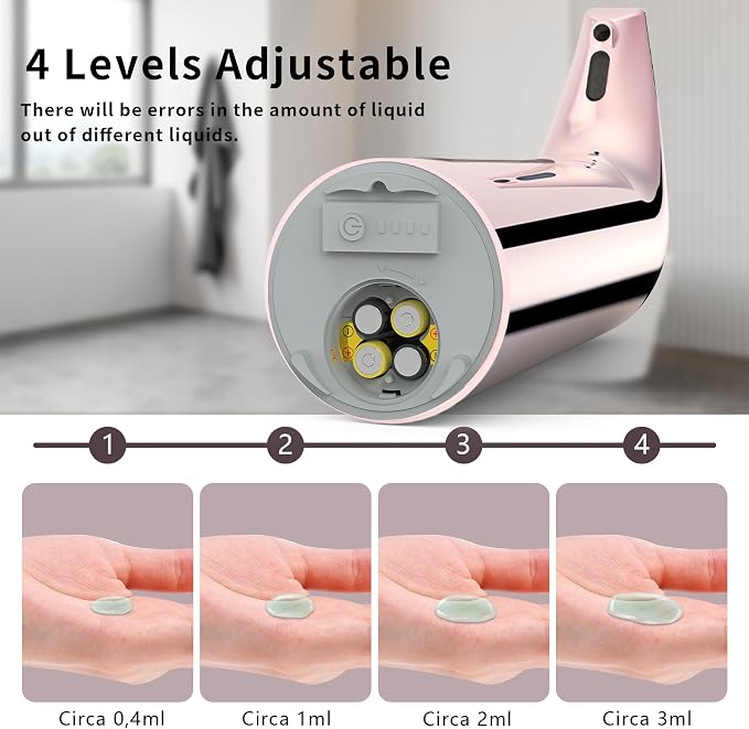 Automatic Liquid Soap Dispenser, 4-Level,13.5oz Touchless | Plastic,400ml Electric Battery Operated Hand & Dish Countertop Soap Dispensers with Sensor for Bathroom,Kitchen Sink