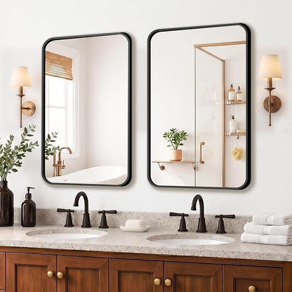 FICTOR Bathroom Mirror for Over Sink, 2 Pack 30"x20" Vanity Mirror, Black | Shatterproof Tempered Glass, Anti-Rust Frame, Vertical/Horizontal Mounting, Wall Mirror for Bedroom, Living Room, Entryway