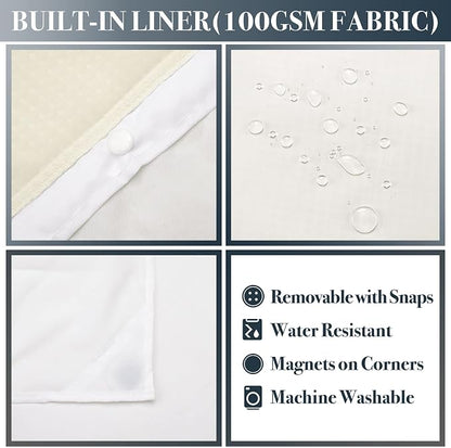 N&Y HOME Stall Waffle Weave Shower Curtain with Snap-in Liner Cream 36x72 | 12 Hooks & Snap on Fabric Liner, Washable, Mesh Window, Hotel Style, 36 x 72 Small Shower Stall Size Curtain Set for Bathroom