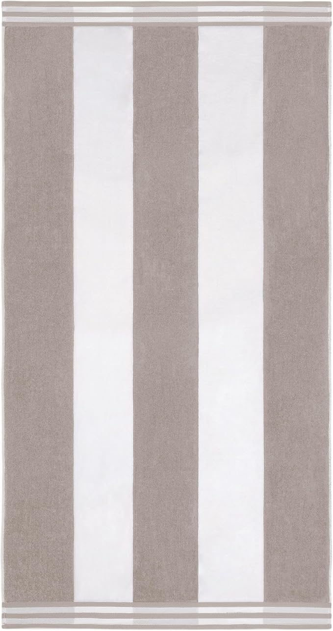 Superior Cotton Nautical Stripe Beach Towels, Colorful Towels for Adult, Kid, Pool, Swimming, Sand, Travel, Large Oversized, Absorbent, Fast Drying, Bath Basics, Cabana Collection, 1 Piece, Light Grey