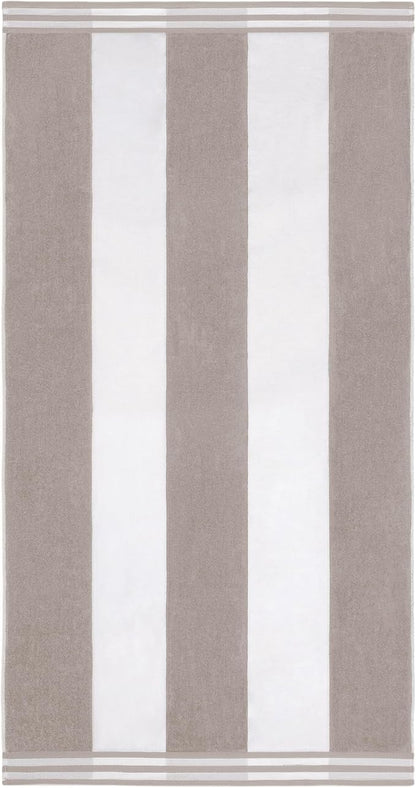 Superior Cotton Nautical Stripe Beach Towels, Colorful Towels for Adult, Kid, Pool, Swimming, Sand, Travel, Large Oversized, Absorbent, Fast Drying, Bath Basics, Cabana Collection, 1 Piece, Light Grey