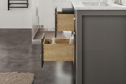 Artemis 48 in. Gray Double Sink Bath Vanity with Engineered Top and Undermount Porcelain Sinks