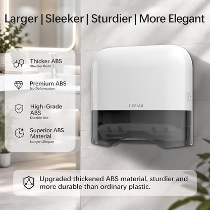 Paper Towel Dispenser,Large Capacity Wall Mount Tissue Dispensers with Smart Lock, Used for Kitchen and Bathroom 300+ Multifold Toilet Paper Holders White