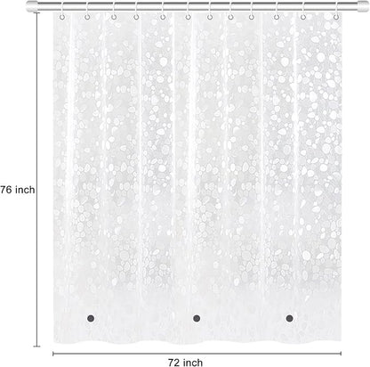 Shower Curtain Liner 76 inch Long, Waterproof Plastic Heavy Duty Shower Curtain with 3 Weighted Magnets, Pebble Pattern No Chemical Smell Shower Stall Curtain Liner, 72W x 76 L Inches