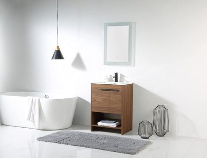 Phoenix 24 Inch Bathroom Vanity with Sink – Modern Design, Soft-Close Doors, Storage Drawers, Durable Build – Walnut Vanity for Small Bathrooms (Full Assembly Required)