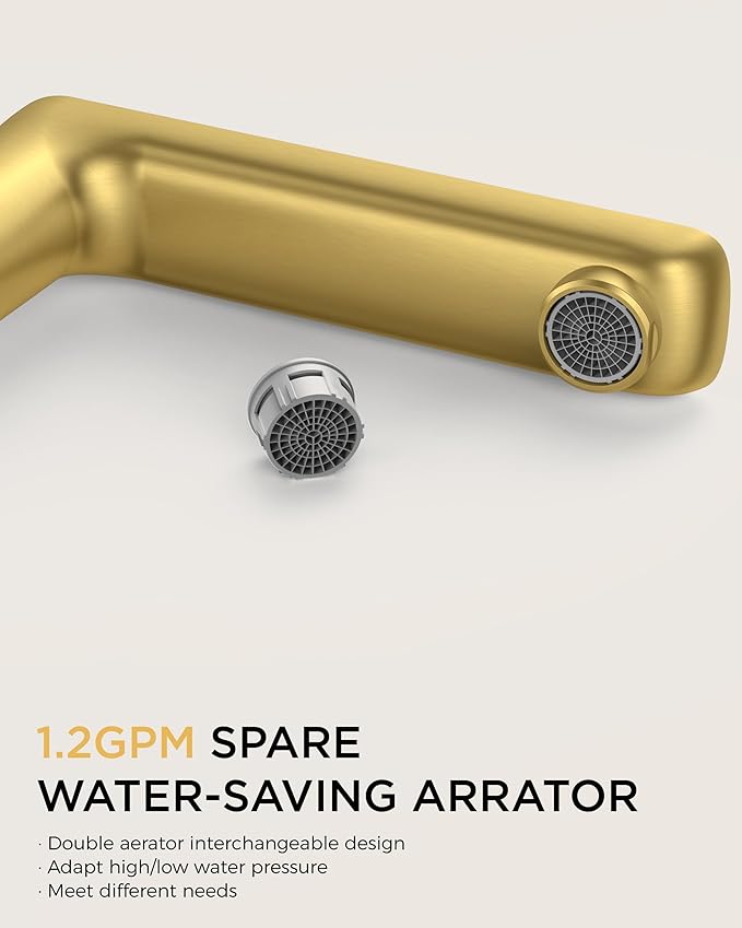 FORIOUS Gold Bathroom Faucet 3 Hole, Two Handle Gold Faucet for Bathroom Sink 3 Hole with Metal Pop-up Drain, cUPC Supply Lines and 1.2GPM Spare Aerator, for Vanity Sink Taps and Commercial Sinks