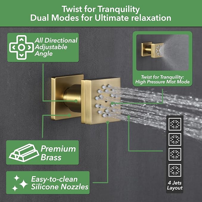 VANFOXLE Shower Faucet Set Brushed Rose Gold Shower System,Shower Faucet with 2 in 1 Handheld,Ceiling Mount 16 Inch LED Shower Head+6 Inch Shower Head(Rough-in Valve Body and Trim)