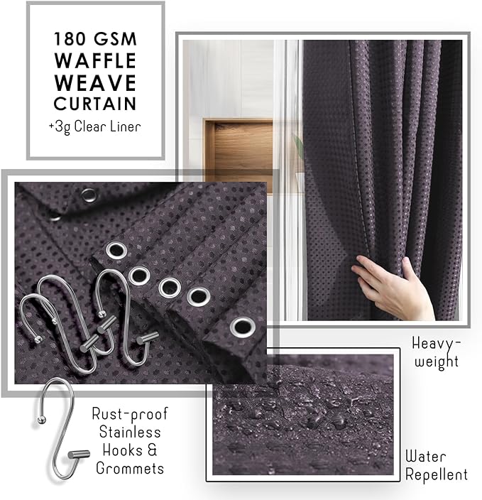 Clara Clark Purple Bathroom Set, Bathroom Sets with Shower Curtain and Rugs | 22 Piece Bathroom Accessories Set with Toothbrush Holder, Soap Dispenser, Soap Dish, Toilet Brush, and Bathroom Trash Can