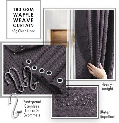 Clara Clark Purple Bathroom Set, Shower Curtain Set, Bathroom Accessory Set | 20 Piece Bathroom Accessories Set with Toothbrush Holder, Soap Dispenser, Soap Dish, Toilet Brush, and Bathroom Trash Can