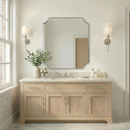 36"x40" Brushed Nickel Scalloped Bathroom Mirror | Anti-Rust Stainless Steel Frame 1" Deep, Unique Scalloped Edge Design, Ultra-HD Clarity, Hangs Vertically & Horizontally
