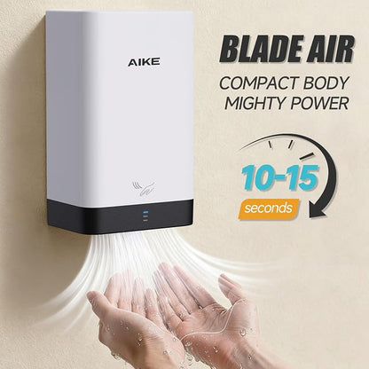 AIKE Compact Hand Dryer for Bathroom, ABS Polycarbonate 110V White,AK2822 | High Speed Slim Blade Hand Dryer,Plug-in Easy Install and Compact Design,Smart Warm for Home Bathroom,No Paper Waste and Cost