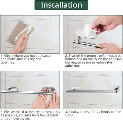 Self Adhesive Towel Bar, JiGiU Bathroom Hardware Set Include 16-Inch Bath Towel Bar,Toilet Paper Holder & 3 Packs Towel Hooks SUS304 Stainless Steel Wall Mount No Drill Sticky on Towel Holder Kit | With 16" Bath Towel Bar,Toilet Paper Holder & 3PCs Tow...