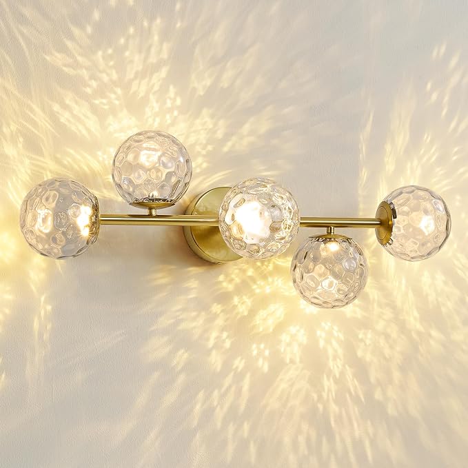 ALIYIQI LED Bathroom Vanity Light Fixtures,Brushed Gold Brass Bathroom Light Fixtures