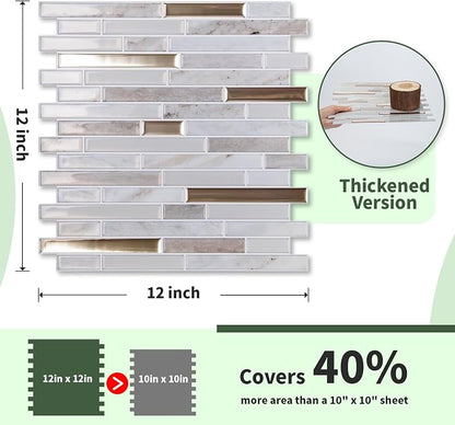 LONGKING 10-Sheet Extra Thick Peel and Stick Backsplash Tiles, Waterproof Kitchen Backsplash Peel and Stick Tile, Self-Adhesive Backsplash for Kitchen, Khaki | Peel and stick backsplash, self-adhesive wall tile, Khaki, extra thick, waterproof, kitchen ...