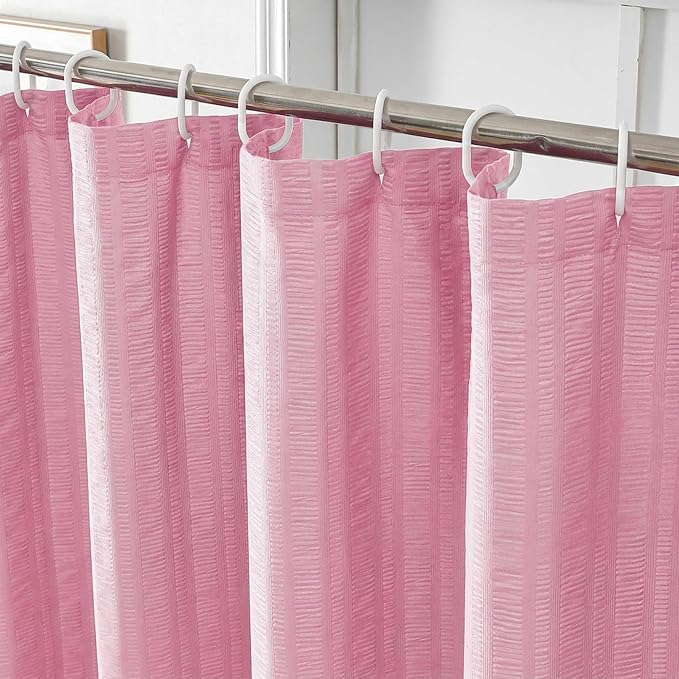 Aiyufeng Moga Bright Pink Fabric Shower Curtains for Bathroom - Hotel Spa Polyester Cloth Bath Curtain with 12 Holes, 72x72, Machine Washable, Bright Pink