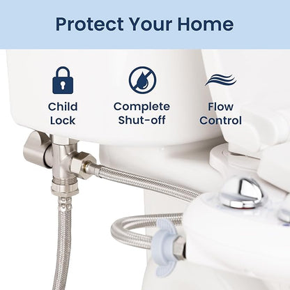 LUXE Bidet 7/8" x 7/8" x 1/2" Shut-Off Valve T-Adapter for Bidets, Compatible with NEO Series Bidet Attachments (Winged, Nickel Finish)