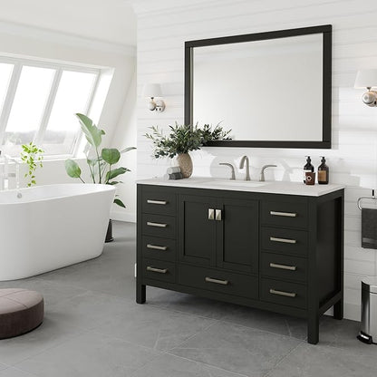 Eviva Aberdeen 54 in. Espresso Single Sink Bath Vanity with Carrara Quartz Top and Undermount Porcelain Sink