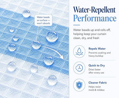 Dainty Home Ombre Waffle Weave Shower Curtain 70 x 72 Blue Textured Fabric Shower Curtain, Hotel Style Waffle Weave Bathroom Curtain, Water Resistant Polyester Ombre Shower Curtain