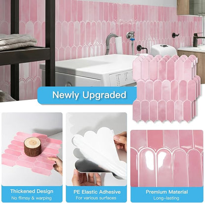 Art3d 10-Pack Arrowhead Design Wall Tile, Peel and Stick Backsplash, Pink | 12 x 12 Inch, Thickened Design, Heavy-Duty, Stain-Resistant, Durable, for Kitchen, Living Areas, Ideal for New Home Buyers