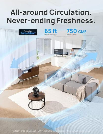 DREO Fan for Bedroom, Desk Air Circulator Fan with Remote, 11 Inch Table Fans for Whole Room, 60ft Powerful Airflow, 120° Vertical Manual +90° Oscillating, 4 Speeds, 8H Timer, Quiet Fan, Home