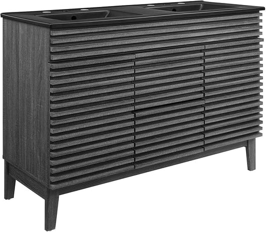 Modway Render 48" Double Bathroom Vanity in Charcoal Black