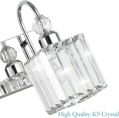 Ralbay Chrome Crystal Vanity Light 4-Lights 31.5'' Modern Bathroom Wall Lighting Over Mirror