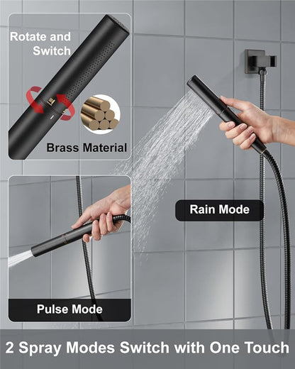 Aolemi Shower System with Rain Head and Handheld,10-Inch,Oil Rubbed Bronze | High-Pressure Shower Faucet Set with Dual-Function Handheld,Rough-In Valve,1.8 GPM,Ceiling Mount Trim Kit