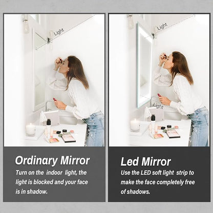32"x 24" LED Bathroom Mirror Vanity Mirror, Anti-Fog, Dimmable, Color Temperature Adjustable 3000-6000K, Switch-held Memory Led Wall Mirror Suitable for Bathroom, Vanity (Vertical/Horizontal) | Anti-Fog+Dimmable+Color Temperature Adjustable+Switch-held...