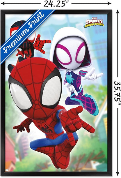 Trends International Marvel Spidey and His Amazing Friends - Webs Wall Poster, 22.37" x 34.00", Black Framed Version